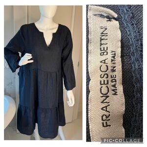 Francesca Bettini 100% Linen Women's blue Navy Dress size M